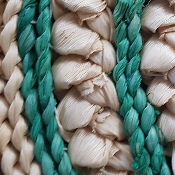 1980s Woven Rattan and Needlepoint Large Trivets - Picture 6 of 9